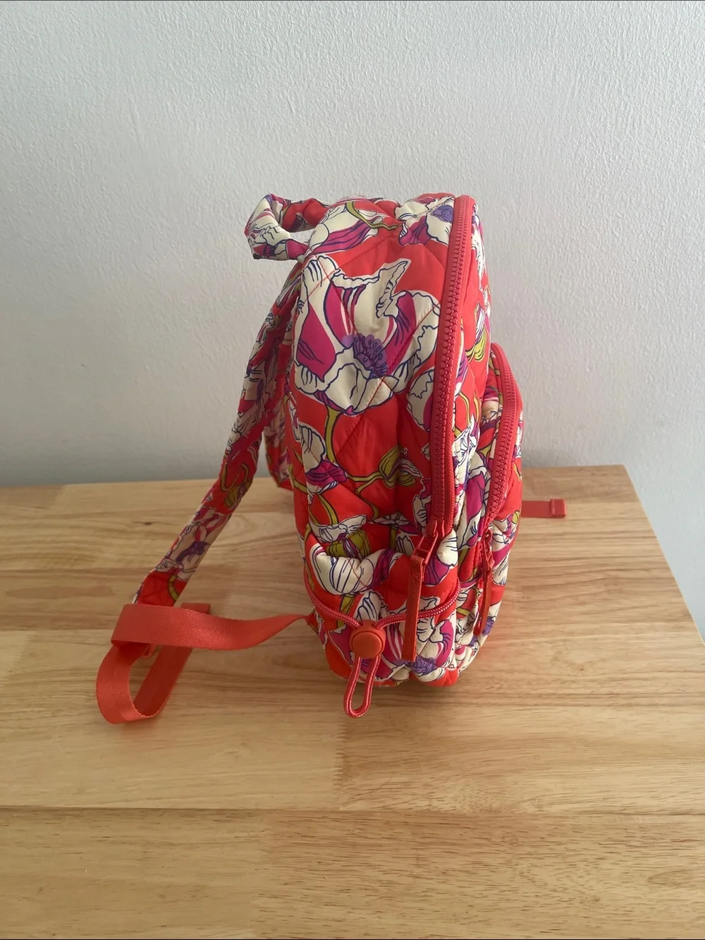 Vera Bradley Quilted Floral Mini Backpack - Coral with Cream & Pink
